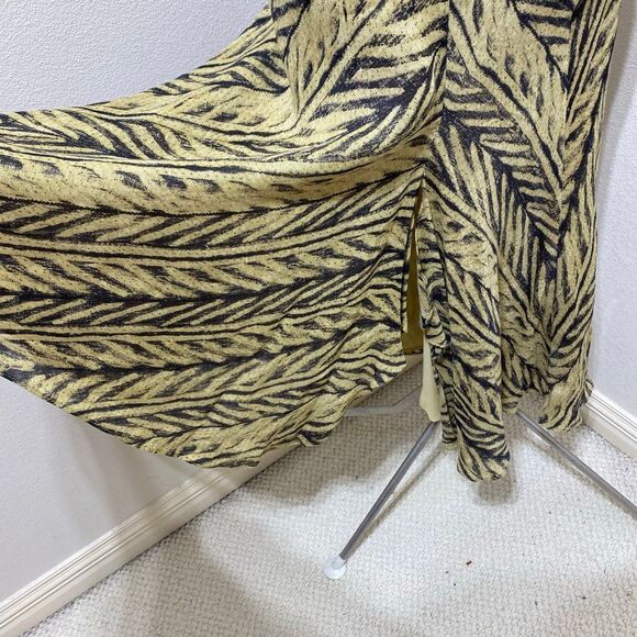 Lauren Ralph Lauren Silk Linen Skirt Zebra Print Flair Ruffle Slit Size Medium - Picture 3 of 8